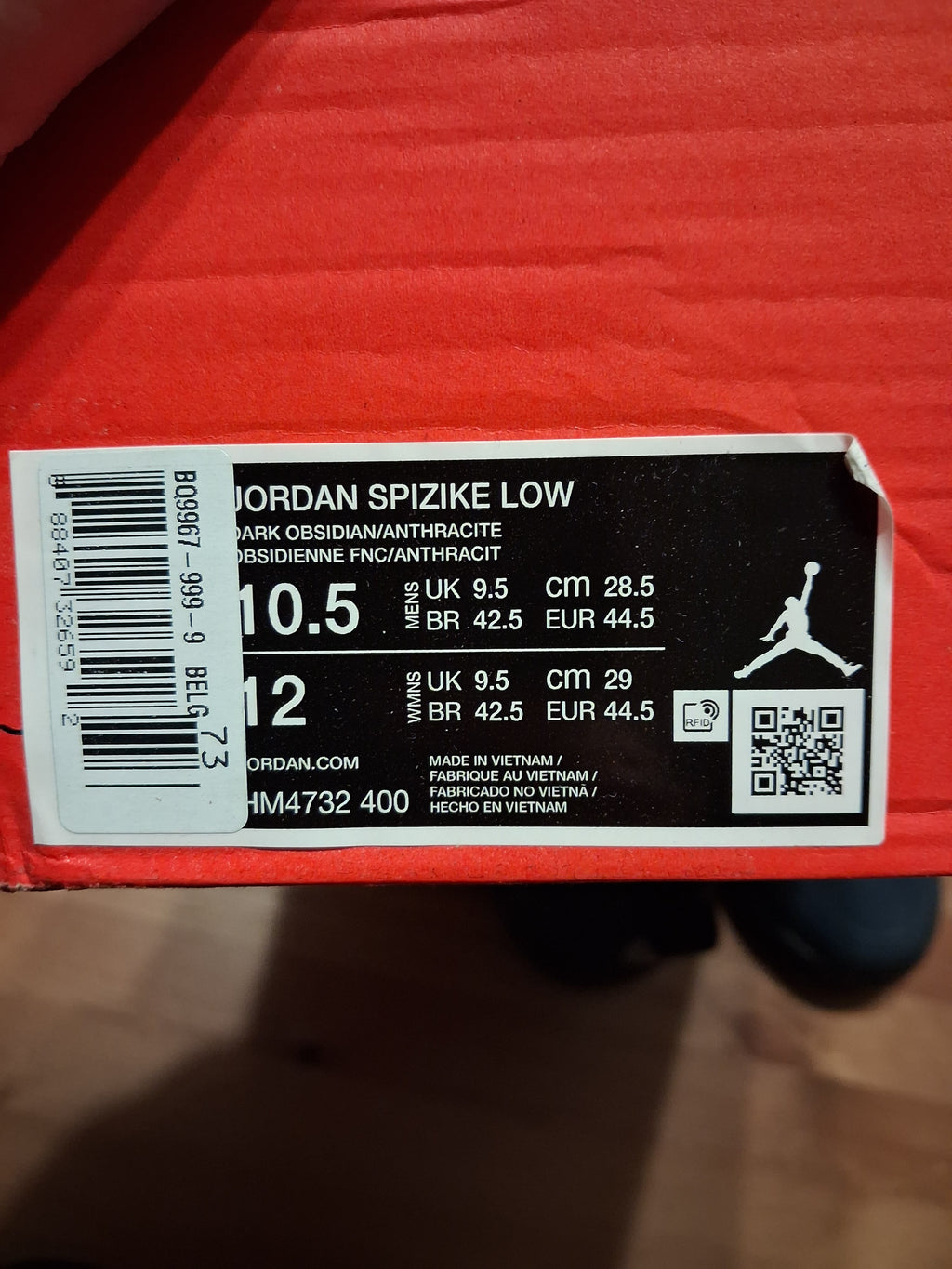Jordan spizike low dark obsidian/Anthracite (44.5) (hm4732 400)