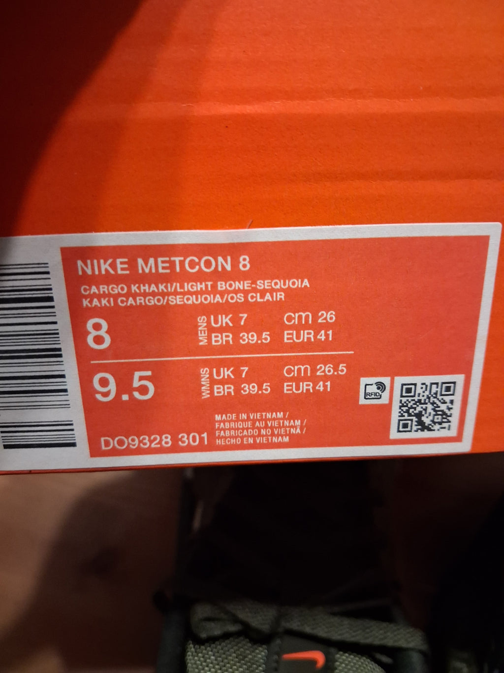 nike metcon 8 cargo khaki/light bone - sequoia (41)(do9328 301)