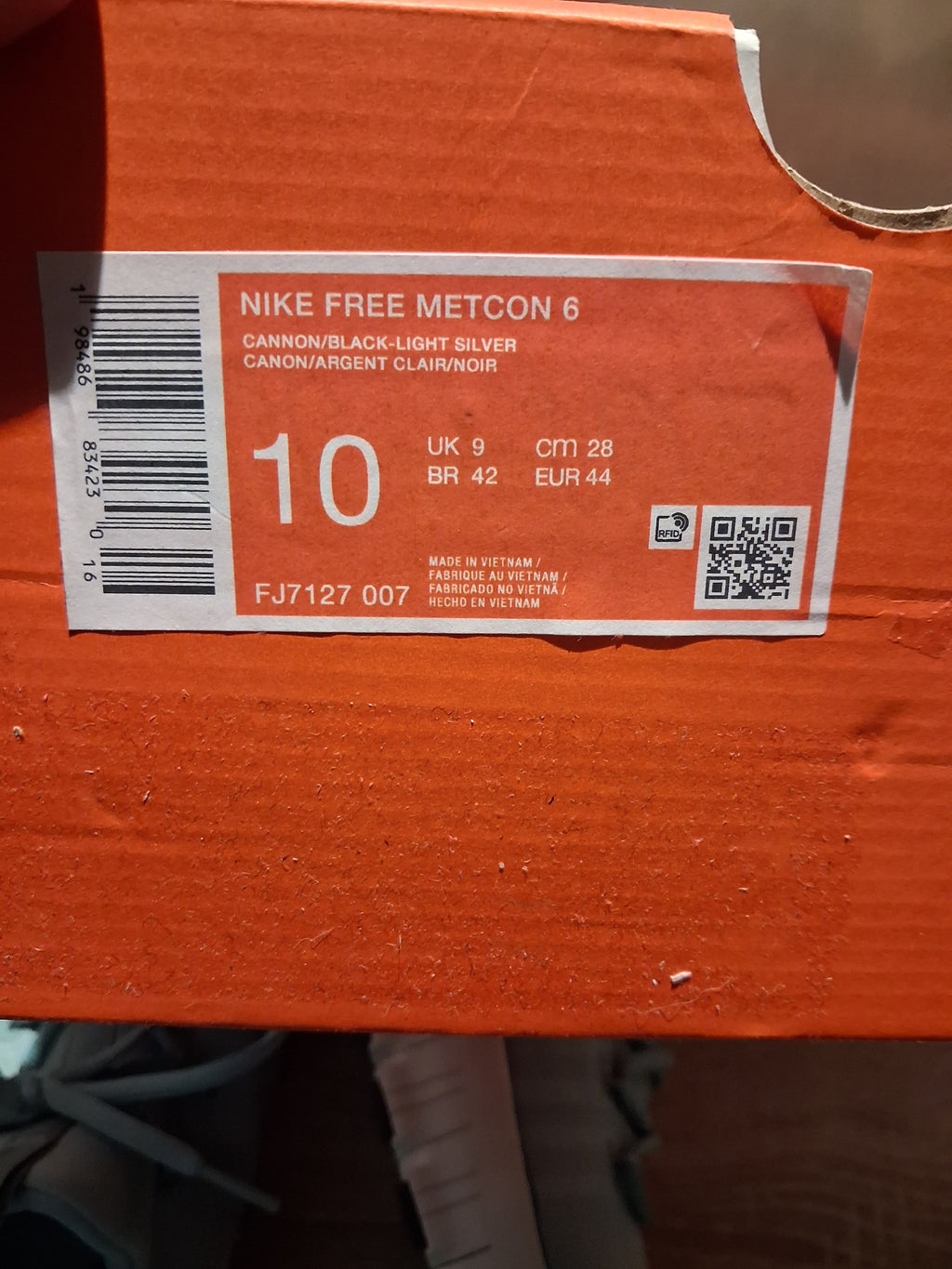 Nike Free Metcon 6 "Cannon / Black - Light Silver" (44)(FJ7127-007)