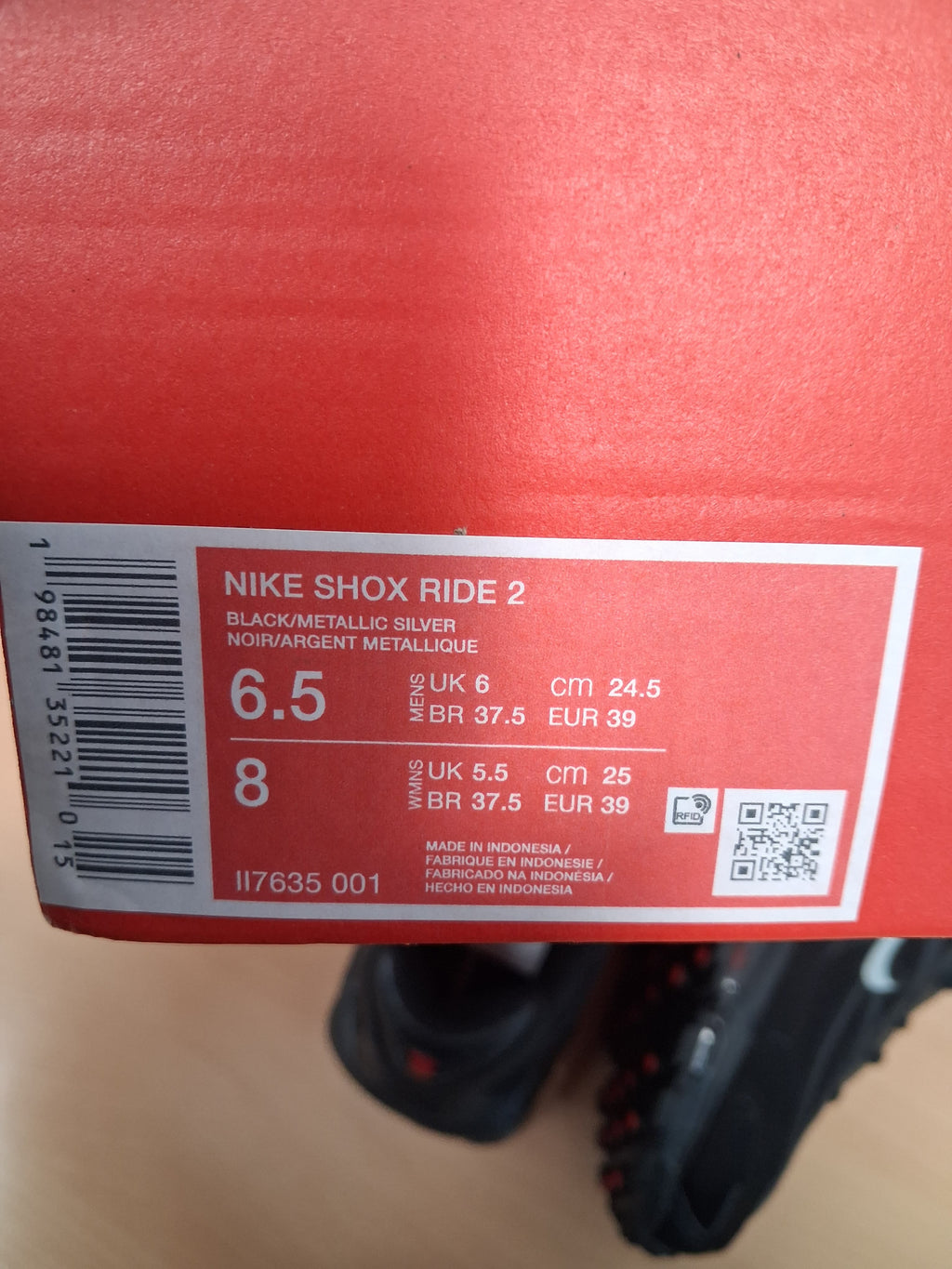 Nike Shox ride 2 black/Metallic Silver (39)(II7635 001)