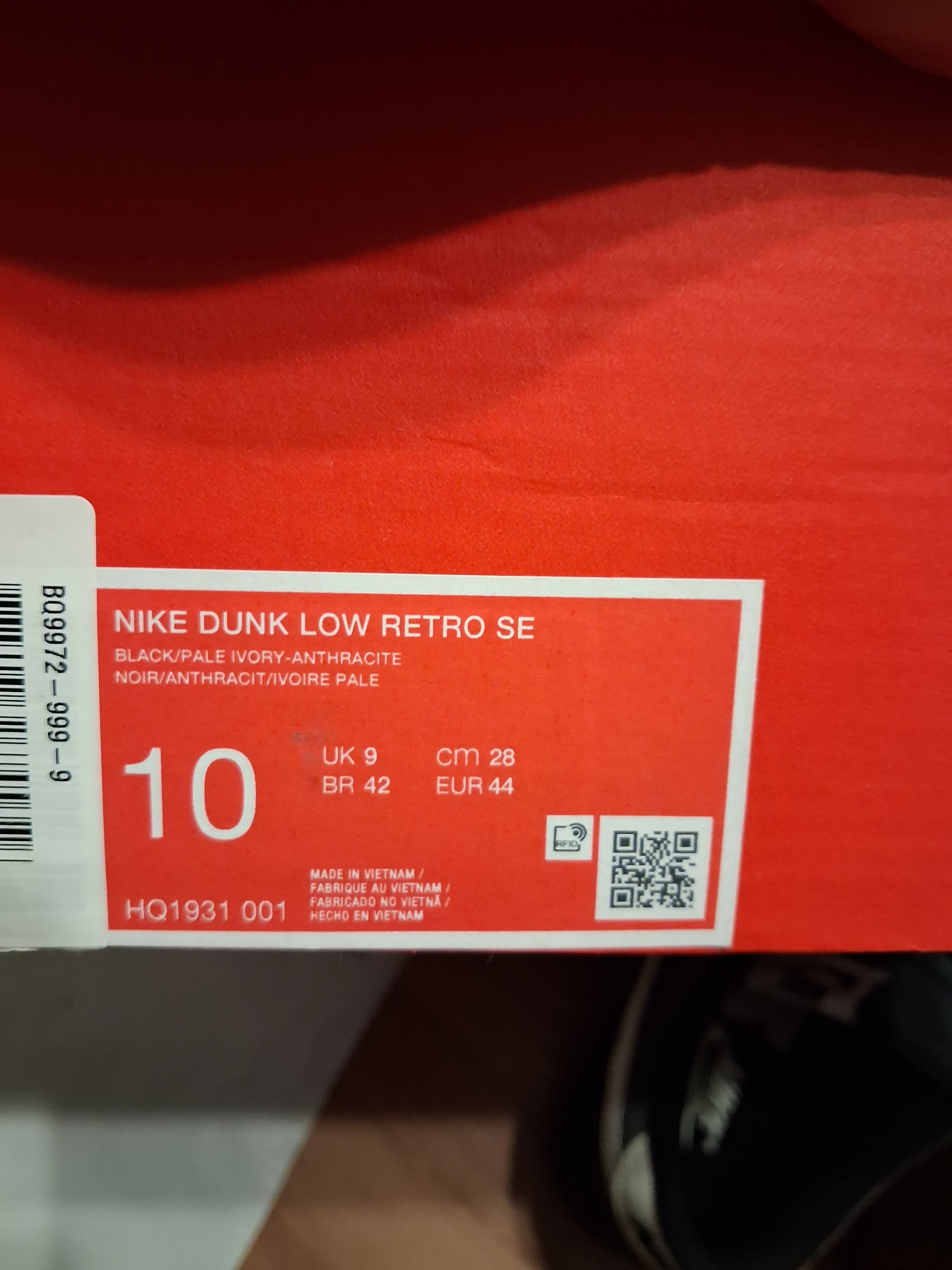 Nike Dunk low retro SE blacklpale ivory anthracit(44)(hq1931 001)
