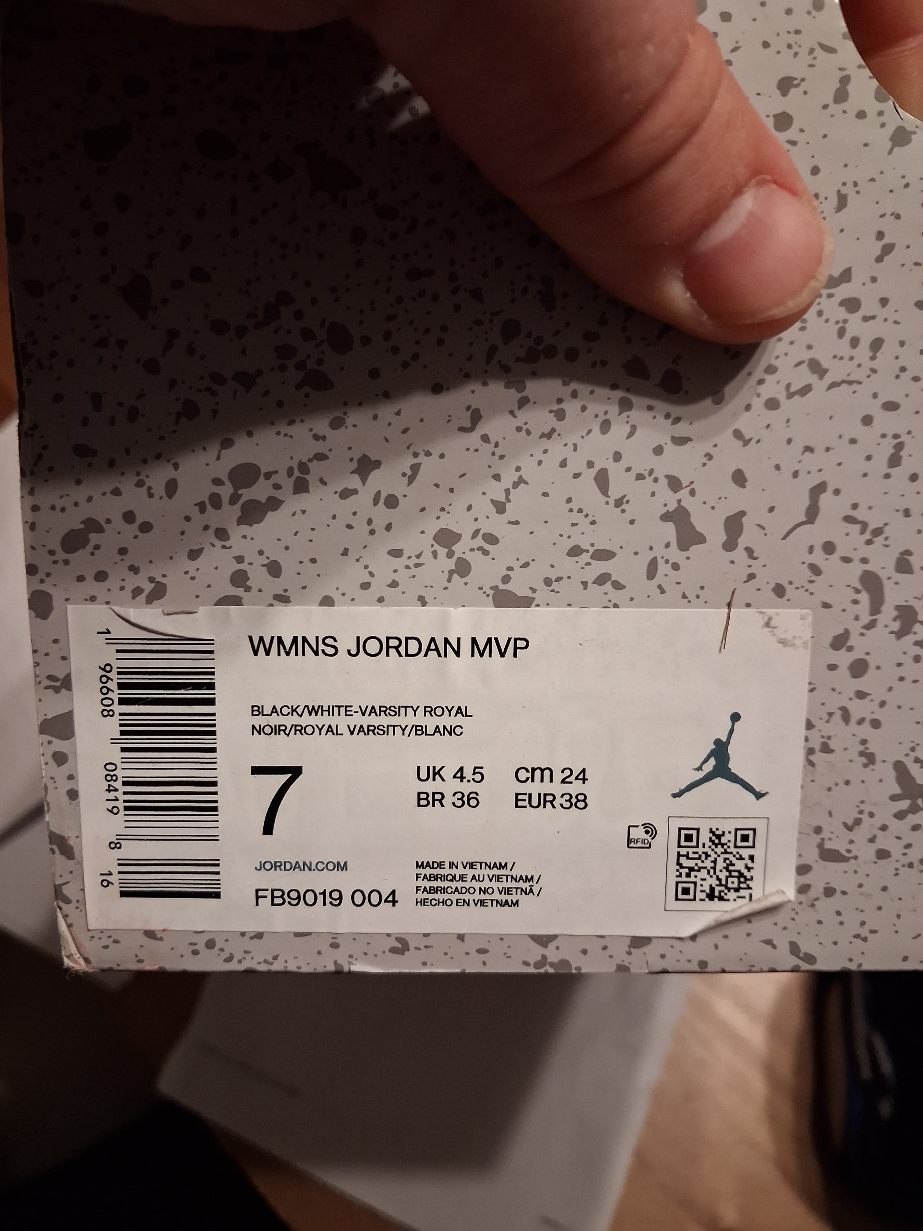 nike Jordan mvp black/white varsity royal 38 (FB9019 004)