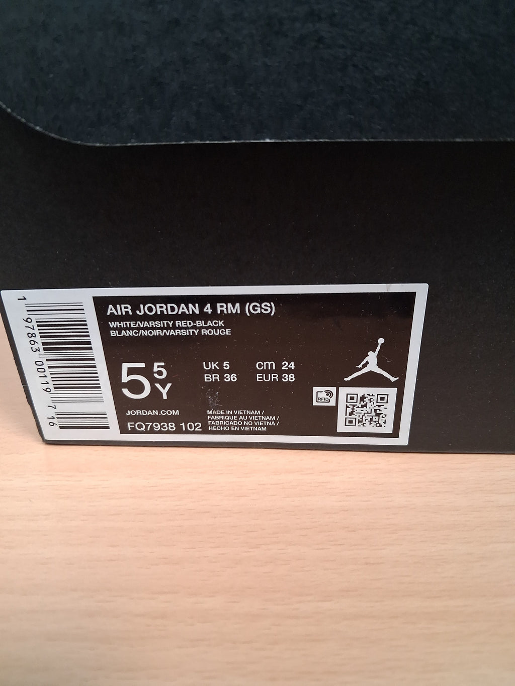 Air Jordan 4 rm (gs) white/versity red - black (38)(FQ7938 102)